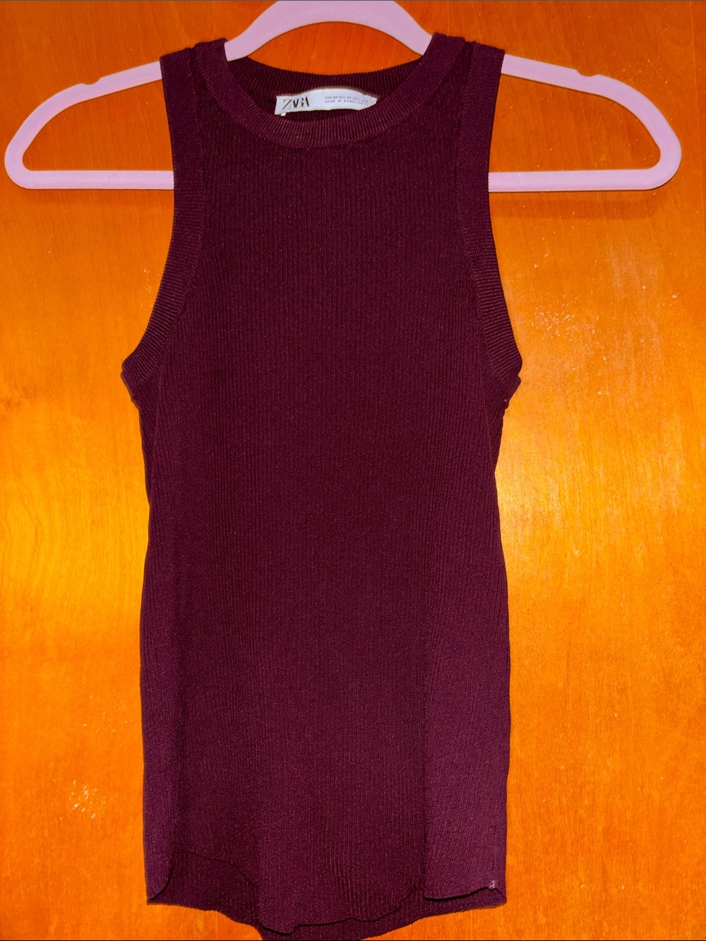 Zara Ribbed Sleeveless Top - Burgundy